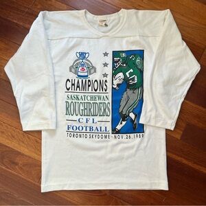 Vintage 1989 Saskatchewan Roughriders Grey Cup Jersey Shirt Toronto Medium CFL